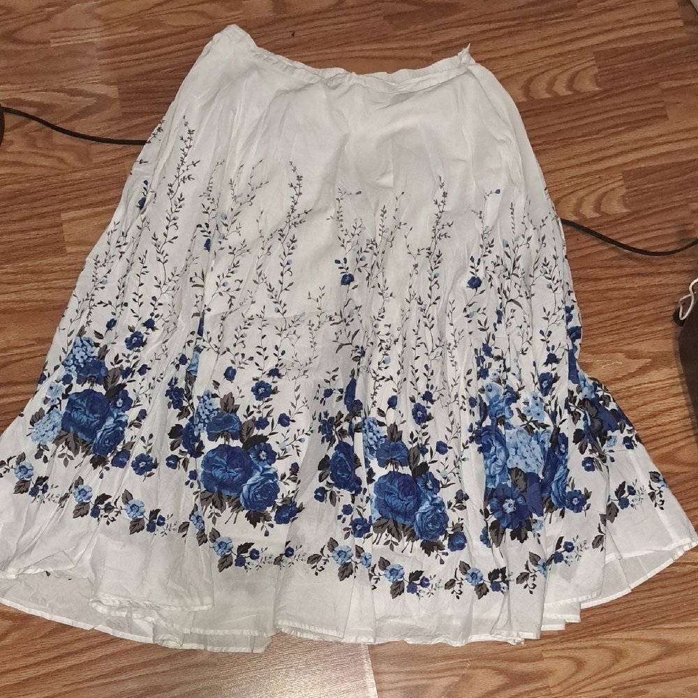Floral Blue and White Skirt